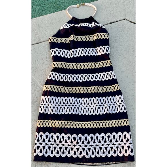 Lilly Pulitzer Dresses & Skirts - Lilly Pulitzer Cambry Halter Dress Navy Rope Detail Size 2 Nautical